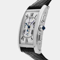 Cartier Silver 18k White Gold Tank Americaine W2610651 Automatic Men's Wristwatch 31 mm