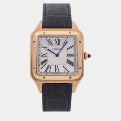 Cartier Silver 18k Rose Gold Santos Dumont WGSA0032 Manual Winding Men's Wristwatch 33 mm