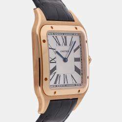 Cartier Silver 18k Rose Gold Santos Dumont WGSA0032 Manual Winding Men's Wristwatch 33 mm