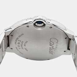 Cartier Silver 18K White Gold Diamond Ballon Bleu WE9009Z3 Men's Wristwatch 42 mm