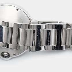 Cartier Silver 18K White Gold Diamond Ballon Bleu WE9009Z3 Men's Wristwatch 42 mm