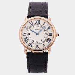 Cartier Silver 18k Rose Gold Ronde Louis W6800251 Manual Winding Men's Wristwatch 36 mm