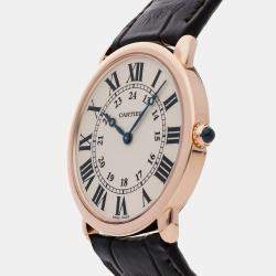 Cartier Silver 18k Rose Gold Ronde Louis W6800251 Manual Winding Men's Wristwatch 36 mm