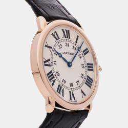 Cartier Silver 18k Rose Gold Ronde Louis W6800251 Manual Winding Men's Wristwatch 36 mm