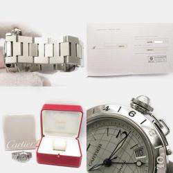 Cartier Silver Stainless Steel Pasha C de Cartier Automatic Men's Wristwatch 35 mm