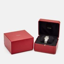 مملوكة مسبقًا Cartier Opaline White Stainless Steel Tank Francaise W51002Q3 Unisex Wristwatch 28 mm