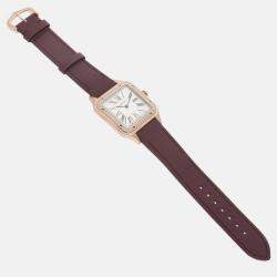 Cartier Santos Dumont Rose Gold Silver Dial Diamond Men's Watch WJSA0018  43.5 x 31.4 mm