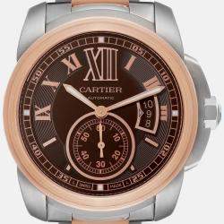 Cartier Calibre Brown Dial Rose Gold Steel Men's Watch 42 mm