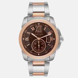 Cartier Calibre Brown Dial Rose Gold Steel Men's Watch 42 mm