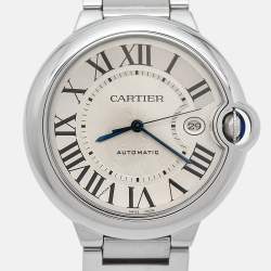 Cartier Silver Stainless Steel Ballon Bleu W69012Z4 Men's Wristwatch 42 mm