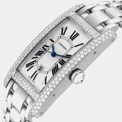 Cartier Tank Americaine White Gold Diamond Men's Watch 26.6 mm