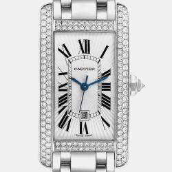 Cartier Tank Americaine White Gold Diamond Men's Watch 26.6 mm