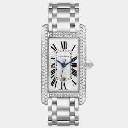 Cartier Tank Americaine White Gold Diamond Men's Watch 26.6 mm