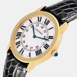 Cartier Silver 18k Yellow Gold Ronde Solo W6700455 Quartz Men's Wristwatch 36 mm