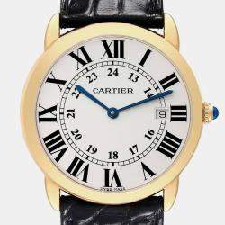 Cartier Silver 18k Yellow Gold Ronde Solo W6700455 Quartz Men's Wristwatch 36 mm