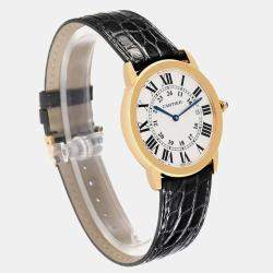 Cartier Silver 18k Yellow Gold Ronde Solo W6700455 Quartz Men's Wristwatch 36 mm