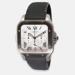 Cartier Silver Stainless Steel Santos WSSA0017 Automatic Men's Wristwatch 43 mm