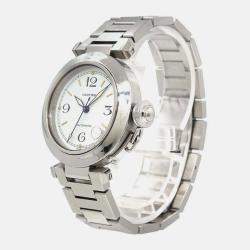 Cartier White Stainless Steel Pasha C de Cartier Automatic Men's Wristwatch 42 mm