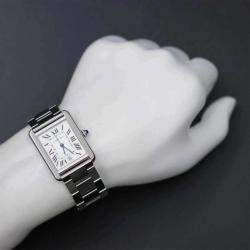 Cartier Silver Stainless Steel Tank Solo Automatic Men's Wristwatch 31 mm