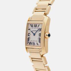 Cartier Silver 18k Yellow Gold Tank Francaise W50003N2 Quartz Men's Wristwatch 25 mm