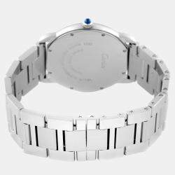 Cartier Silver Stainless Steel Ronde Solo W6701005 Quartz Men's Wristwatch 36 mm