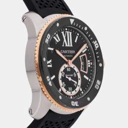 Cartier Black 18k Rose Gold Stainless Steel Calibre de Cartier W7100055 Automatic Men's Wristwatch 42 mm