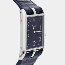 Cartier Blue Platinum Tank Asymetrique WGTA0120 Manual Winding Men's Wristwatch 26 mm