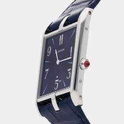 Cartier Blue Platinum Tank Asymetrique WGTA0120 Manual Winding Men's Wristwatch 26 mm