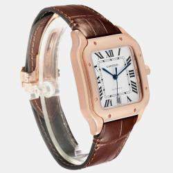 Cartier Santos Large Rose Gold Grey Strap Mens Watch WGSA0019 47.5 mm x 38 mm  