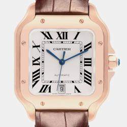 Cartier Santos Large Rose Gold Grey Strap Mens Watch WGSA0019 47.5 mm x 38 mm  