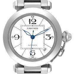 Cartier White Stainless Steel Pasha C W31074M7 Automatic Men's Wristwatch 35 mm