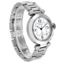 Cartier White Stainless Steel Pasha C W31074M7 Automatic Men's Wristwatch 35 mm