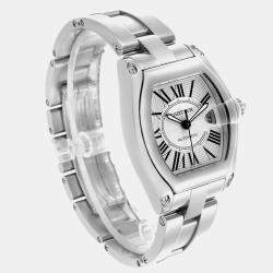 Cartier Silver Stainless Steel Roadster W62025V3 Automatic Men's Wristwatch 38 mm