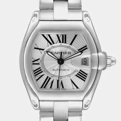 Cartier Silver Stainless Steel Roadster W62025V3 Automatic Men's Wristwatch 38 mm