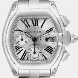 Cartier Silver Stainless Steel Roadster W62019X6 Automatic Men's Wristwatch 43 mm