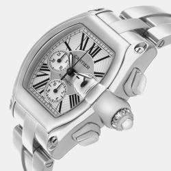 Cartier Silver Stainless Steel Roadster W62019X6 Automatic Men's Wristwatch 43 mm