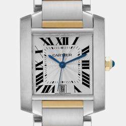 Cartier Tank Francaise Steel Yellow Gold Silver Dial Men's Watch W51005Q4 28.15 x 36.5 mm