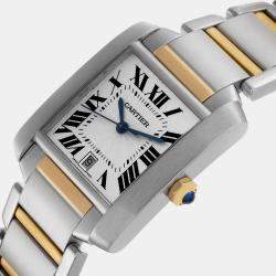 Cartier Tank Francaise Steel Yellow Gold Silver Dial Men's Watch W51005Q4 28.15 x 36.5 mm