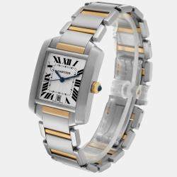 Cartier Tank Francaise Steel Yellow Gold Silver Dial Men's Watch W51005Q4 28.15 x 36.5 mm