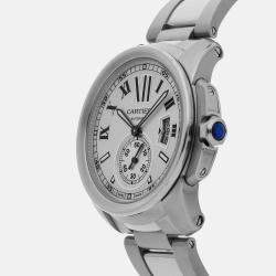 Cartier Silver Stainless Steel Calibre de Cartier W7100015 Automatic Men's Wristwatch 42 mm