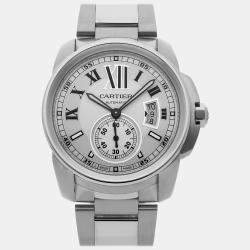 Cartier Silver Stainless Steel Calibre de Cartier W7100015 Automatic Men's Wristwatch 42 mm