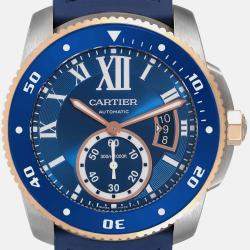 Cartier Calibre Diver Steel Rose Gold Blue Dial Watch W2CA0009 42 mm