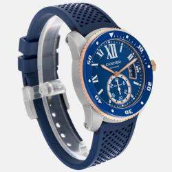 Cartier Calibre Diver Steel Rose Gold Blue Dial Watch W2CA0009 42 mm