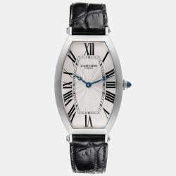 Cartier Tonneau XL Platinum Silver Dial Mens Watch W1546351  