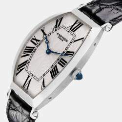 Cartier Tonneau XL Platinum Silver Dial Mens Watch W1546351  