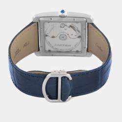 Cartier Tank MC Blue Dial Automatic Steel Mens Watch WSTA0010 34.3 mm x 44 mm