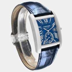 Cartier Tank MC Blue Dial Automatic Steel Mens Watch WSTA0010 34.3 mm x 44 mm