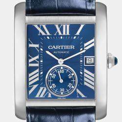 Cartier Tank MC Blue Dial Automatic Steel Mens Watch WSTA0010 34.3 mm x 44 mm