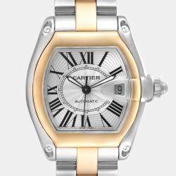 Cartier Roadster Steel Yellow Gold Silver Dial Men's Watch 38.0 mm