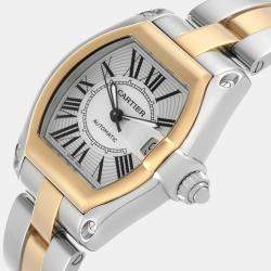 Cartier Roadster Steel Yellow Gold Silver Dial Men's Watch 38.0 mm